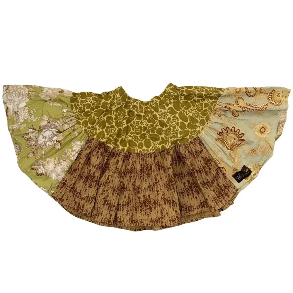 Vintage Matilda Jane girls skirt 6 8 10 Molly The Envy Westside tan green floral